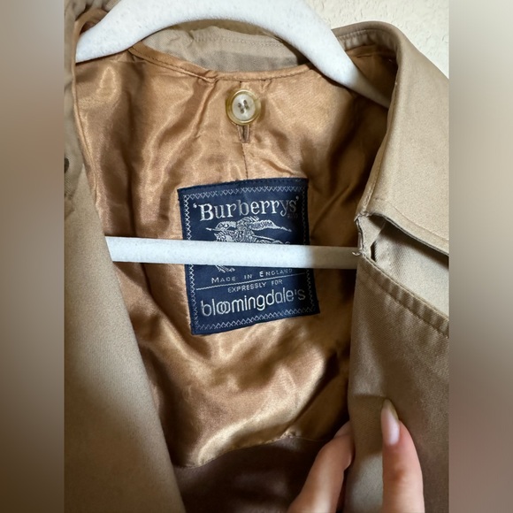 Vintage Burberrys Trench Coat Size L in Tan Lined Wool Tall Length Womens - Picture 5 of 16